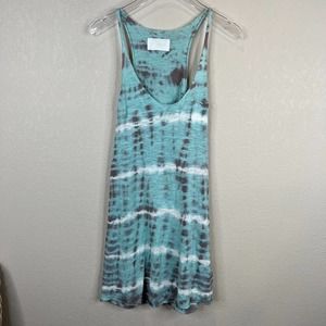Zadig & Voltaire Tank Dress Women's Small Blue Tie Dye Linen Scoop Neck Pullover